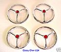 5 3/4" Lucas Style Tri Bar Headlight Covers - RED Dot - Set of 4
