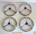 5 3/4" Lucas Style Tri Bar Headlight Covers - BLUE Dot - Set of 4