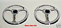 4" Chromed Headlight Covers w Jeweled Blue Dot - Pair