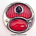 Ford Model A DELUXE Tail Light Assembly - Red w Blue Dot - Stainless
