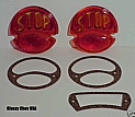 STOP Glass Light Lenses w Gaskets - Model A 1928-31 Ford - PAIR