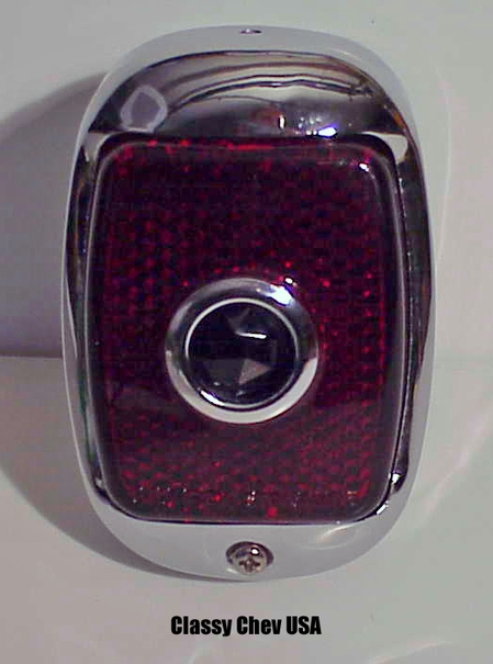 1940-1953 Chevrolet Truck Tail Light Assembly Chrome with Red Lens and Blue Dot - Right