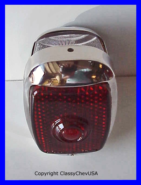 1940-53 Chevrolet Truck Tail Light Assembly - Stainless Steel - Red GLASS Lens - LEFT