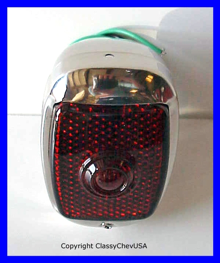 1940-53 Chevrolet Truck Tail Light Assembly - Stainless Steel - Red GLASS Lens - RIGHT
