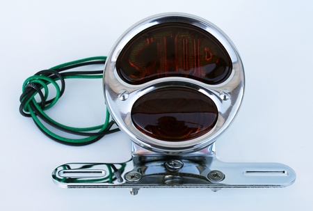 Motorcycle Fender Tail Light Chrome Bracket and STOP Tail Light SET Stainless Steel