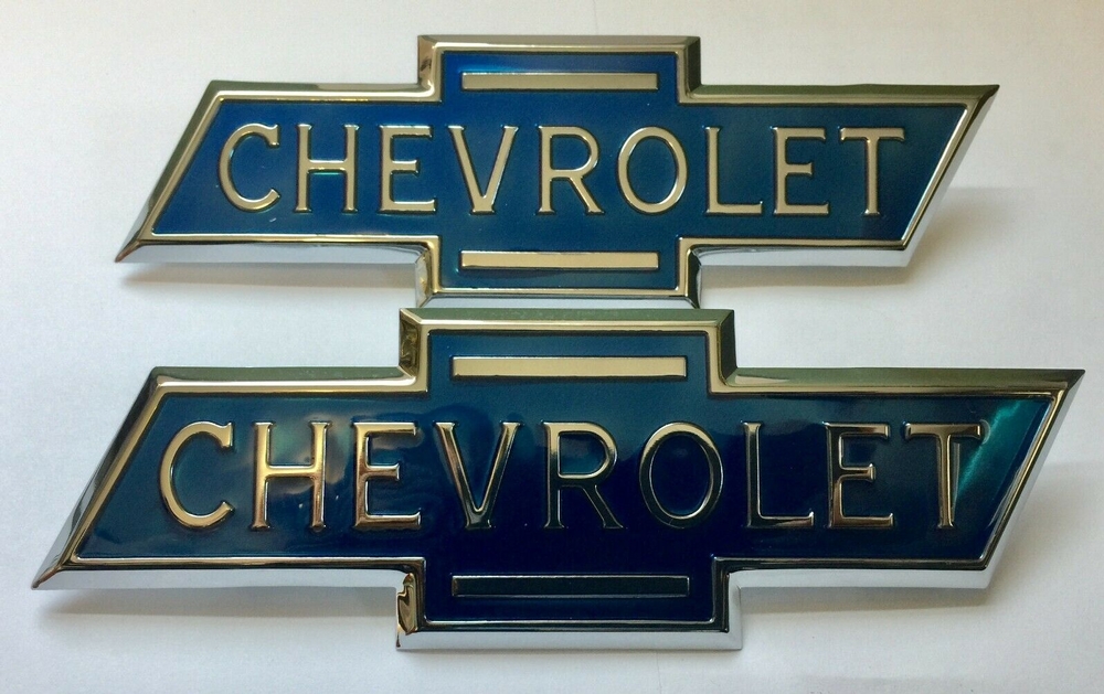 1936-1938 Chevrolet Truck Hood Side Emblems PAIR