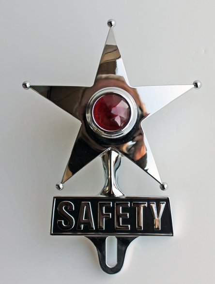 Safety Star License Plate Frame Topper - BLUE