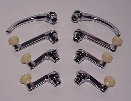 1942-48 Chevrolet Car 2 Door Fleetline Door Handle and Window Crank Kit - 8 Pieces