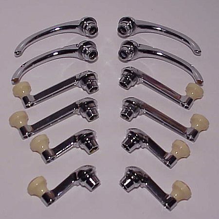 1942-1948 Chevrolet Car 4 Door Fleetline Door Handle and Window Crank Set - 12 Pieces