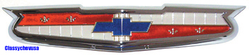 1956 Chevrolet Hood Emblem with Bezel - 6 Cylinder - TP1392